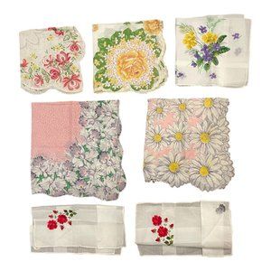 7 Womens Handkerchief Hanky Mixed Lot Floral